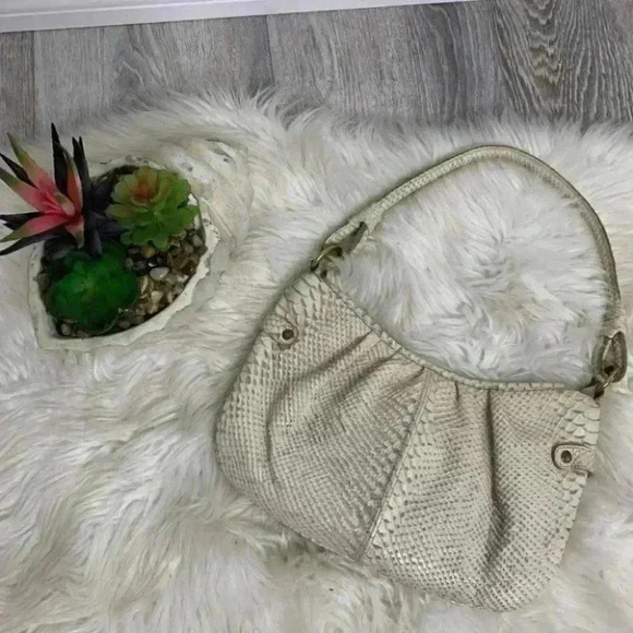 Calvin Klein Handbags - Calvin Klein ivory snakeskin satchel bag